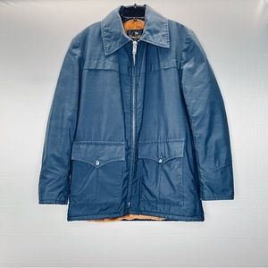 Golden Fleece Mens 40 Blue Coat Barn Jacket Fleece  Zip Front Pockets